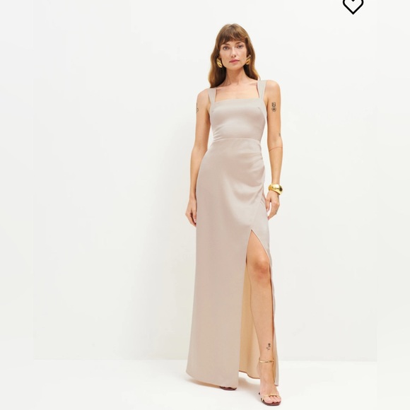 REFORMATIONIsolene Satin Dress In Grand Cru